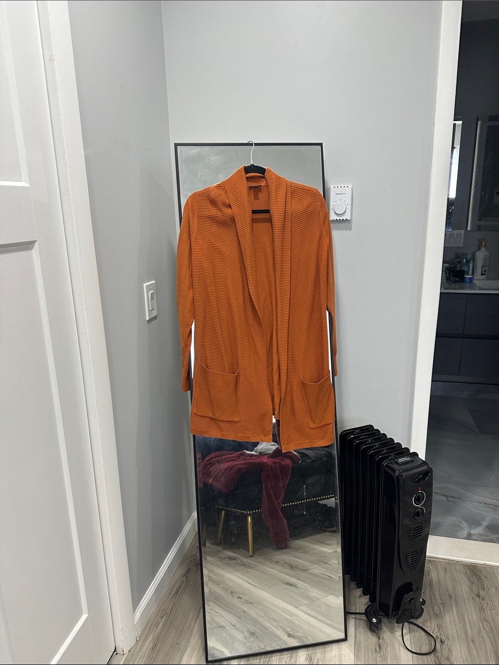 Ann Taylor Orange Open-Front Cardigan with Pockets